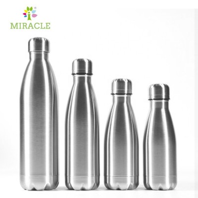 Silver color customized logo printed stainless steel cola shaped bottle 500ml travel mug