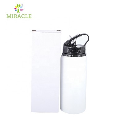 Wholesale customzied logo printed sublimation blanks  aluminum water bottle handle refillable 600ml sports bottle